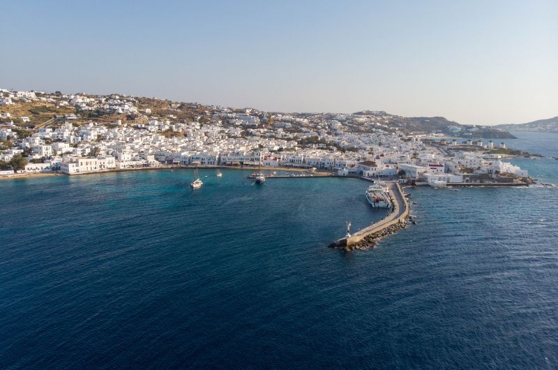 mykonos-old-port-chora-aerial-view