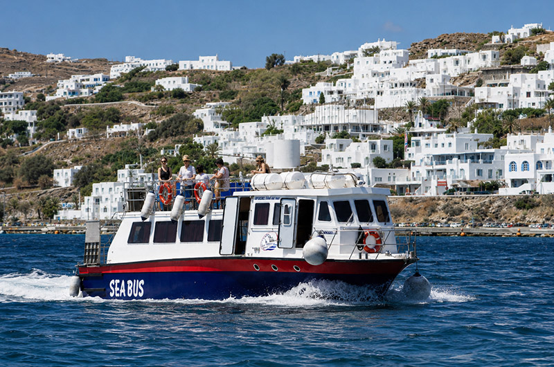 Mykonos Sea Bus near hotels at Mykonos New Port, connecting Tourlos with Mykonos Town 02-hotels-near-mykonos-new-port-sea-bus